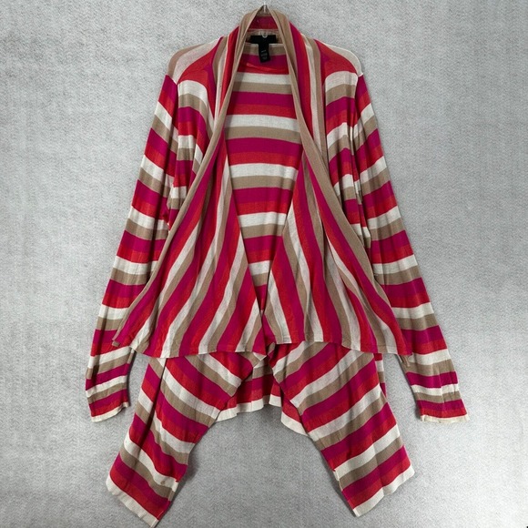 Lane Bryant Sweater Womens 22/24 Long Line Waterfall‎ Asymetrical Striped Duster - Picture 1 of 14